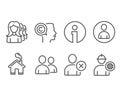 Delete user, Users and Women headhunting icons. Writer, Avatar and Engineer signs.