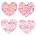 Set of delicate multicolored hearts for decoration. Vector illustration