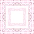 Set of delicate pink border with boho pattern. Geometric frame on white background. Vector lace template Royalty Free Stock Photo