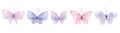 A set of delicate, purple butterflies. Watercolor illustration. For the design, decoration and compilation of various