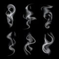 Set of delicate realistic cigarette smoke waves