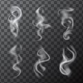 Set of delicate realistic cigarette smoke waves