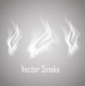 Set Delicate white cigarette smoke waves on transparent background vector illustration Royalty Free Stock Photo