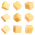 Set of delicious cheese cubes Royalty Free Stock Photo