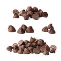 Set of delicious chocolate chips on background Royalty Free Stock Photo