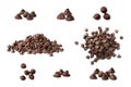 Set of delicious chocolate chips on background Royalty Free Stock Photo