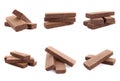 Set of delicious crispy wafers on white Royalty Free Stock Photo