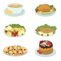 Set of delicious food dishes for the menu