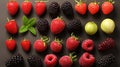 Set of delicious fresh berries blackberries strawberries and raspberries Royalty Free Stock Photo