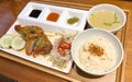 Set of and delicious of hainan rice with froed organic chicken and onion soup
