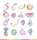 Set of delicious hand drawn fruits