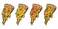 Set of delicious pizza slices with different ingredients. Cartoon flat illustration. Vector isolated Royalty Free Stock Photo