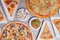 Set of delicious pizzas Royalty Free Stock Photo