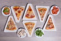 Set of delicious pizzas Royalty Free Stock Photo