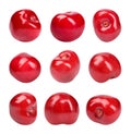 Set of delicious ripe sweet cherries on white Royalty Free Stock Photo