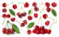 Set of delicious ripe sweet cherries on white Royalty Free Stock Photo