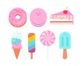 Set of delicious sweets, desserts and ice cream vector Royalty Free Stock Photo