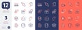 Set of Delivery app, Puzzle and Open box line icons. For design. Vector