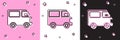 Set Delivery cargo truck vehicle icon isolated on pink and white, black background. Vector Illustration. Royalty Free Stock Photo