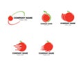 Set of Delivery fast orange fruit logo template