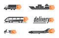 Set of delivery transport icons. Royalty Free Stock Photo