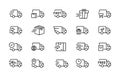 Set of delivery truck icons editable vector stroke 96x96 pixel perfect