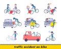 A set of Delivery woman in a bicycle accident Royalty Free Stock Photo