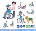 A set of Delivery woman in a wheelchair Royalty Free Stock Photo