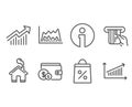 Demand curve, Trade chart and Credit card icons. Shopping bag, Buying accessory and Chart signs.