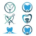 Set of Dental Care Vector Abstract Illustration Logo Icon Design Template Element Royalty Free Stock Photo