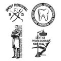 Set of dental emblems, labels, badges, logos. Isolated on white Royalty Free Stock Photo