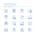 Set of dental related color line icons