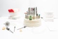 Set of dental technician burs Royalty Free Stock Photo