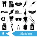 Set of dental theme black icons