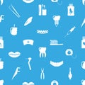 Set of dental theme icons blue seamless pattern