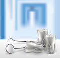 Set dentist tools on table close up Royalty Free Stock Photo