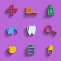 Set of 9 dental web and mobile icons. Vector. Royalty Free Stock Photo