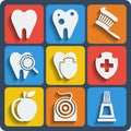 Set of 9 dental web and mobile icons. Vector. Royalty Free Stock Photo