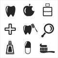 Set of dental web and mobile icons. Vector. Royalty Free Stock Photo