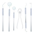 Set of Dentist Tools on White Background