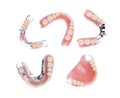 Set of dentures on white background Royalty Free Stock Photo