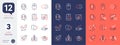 Set of Dermatologically tested, Accounting and Charging app line icons. For design. Vector