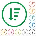 Descending ordered list mode outlined flat icons Royalty Free Stock Photo