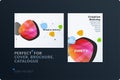 Set of design brochure, abstract annual report, horizontal cover layout, flyer in A4 with vector colourful rounded Royalty Free Stock Photo