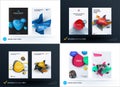 Set of design brochure, abstract annual report, horizontal cover layout, flyer in A4 with vector colourful rounded Royalty Free Stock Photo