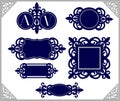 Set of design element. Vintage emblem. Decorative frame template. Wedding monogram laser cut. Royalty Free Stock Photo