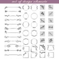 Set of design elements, frames, dividers, borders. Vector illustration for design of pages.