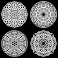 Set of design elements, lace round paper doily, lacy snowflake, greeting element package Royalty Free Stock Photo