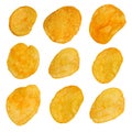 Set of Design Elements Potato Chips. Royalty Free Stock Photo