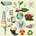 Set of design elements on the subject of environmental pollution